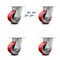 Service Caster 4 Inch Kingpinless Red Poly on Steel Wheel Swivel Caster Set with Swivel Lock SCC-KP30S420-PUR-RS-BSL-4 - alternate 1